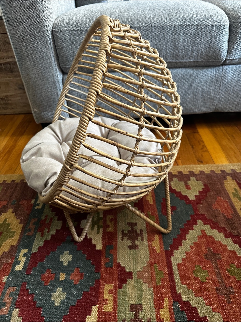 Boho Rattan Papasan Pet Chair / Wicker Dog or Cat Bed - Picture 3 of 3